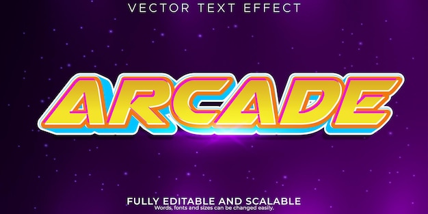 Vecteur gratuit effet de texte d'arcade pixel modifiable et style de texte rétro