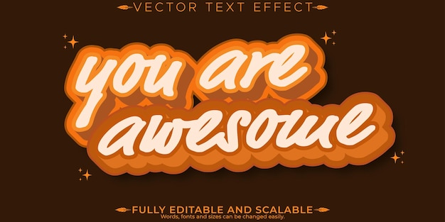 Effet de texte d'autocollant rétro modifiable style de texte des années 70 et 80