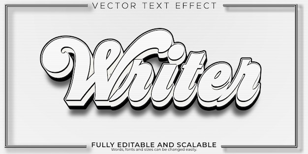 Vecteur gratuit effet de texte blanc écrivain modifiable et style de texte roman