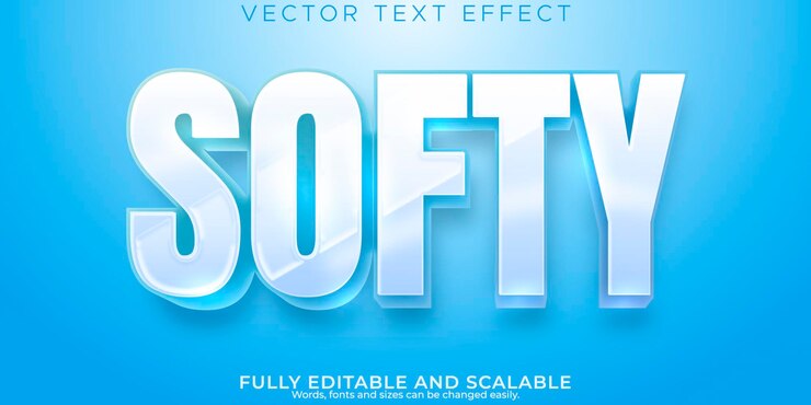 Vecteur gratuit effet de texte bleu doux style de texte propre et clair modifiable