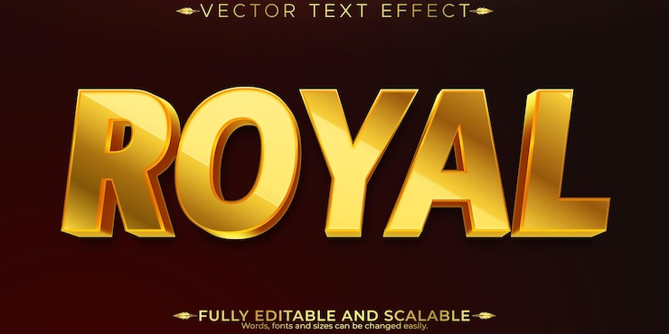 Vecteur gratuit effet de texte brillant en or style de texte royal et brillant modifiable