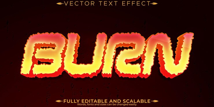 Vecteur gratuit effet de texte de brûlage modifiable style de texte de feu et de jeu modifiable