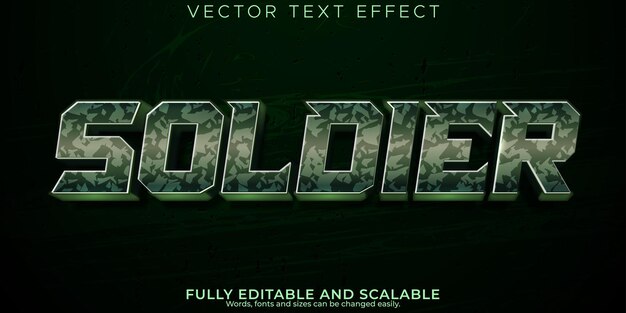 Effet de texte de camouflage de soldat style de texte de guerre et militaire modifiable
