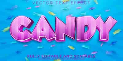 Vecteur gratuit effet de texte candy modifiable style de texte doux et coloré