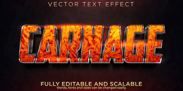 Vecteur gratuit effet de texte carnage, style de texte modifiable de feu et d'enfer