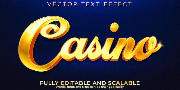 Vecteur gratuit effet de texte de casino doré, luxe modifiable et style de texte élégant