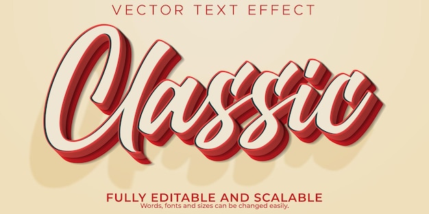 Effet De Texte Classique, Style De Texte Vintage Et Rétro Modifiable Vecteur Premium
