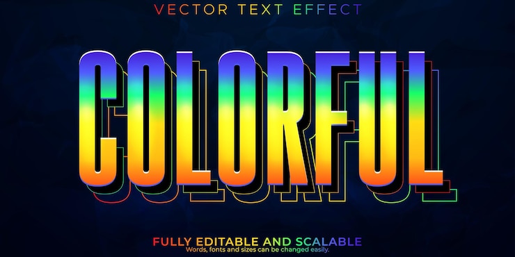 Vecteur gratuit effet de texte coloré arc-en-ciel modifiable et style de texte coloré