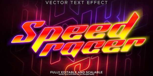 Vecteur gratuit effet de texte de course de vitesse rétro modifiable et style de texte de jeu