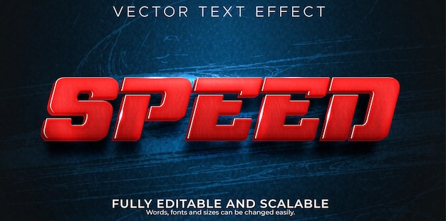 Vecteur gratuit effet de texte de course de vitesse, style de texte rapide et sportif modifiable