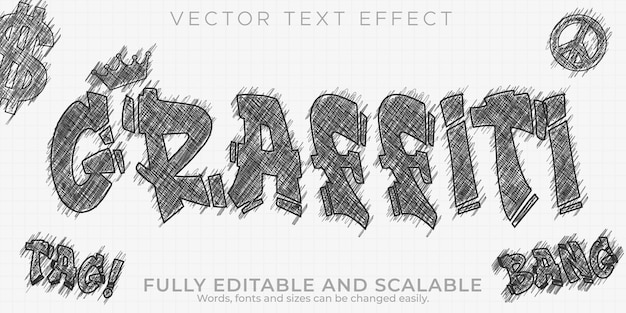 Effet De Texte De Croquis De Graffiti, Spray Modifiable Et Style De Texte De Rue