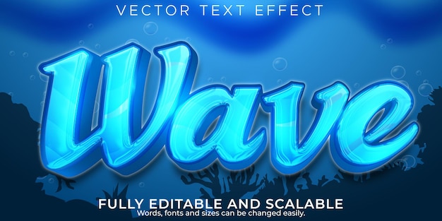 Vecteur gratuit effet de texte d'eau, vague modifiable et style de texte liquide