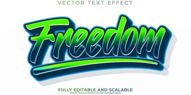 Vecteur gratuit effet de texte élégant de liberté style de police de typographie de lettrage moderne modifiable