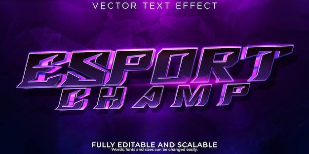 Vecteur gratuit effet de texte esport modifiable gamer et style de texte néon