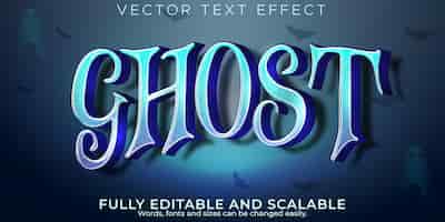 Vecteur gratuit effet de texte fantôme, style de texte halloween et esprit modifiable