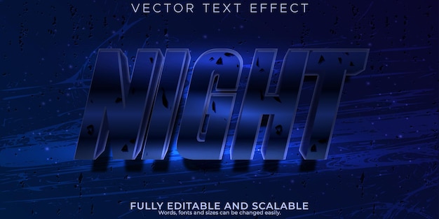 Vecteur gratuit effet de texte de film de nuit style de texte métallique et brillant modifiable