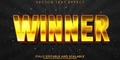 Vecteur gratuit effet de texte gagnant style de texte modifiable casino et vegas