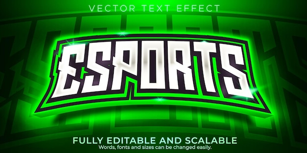 Vecteur gratuit effet de texte gamer, esport modifiable et style de texte néon