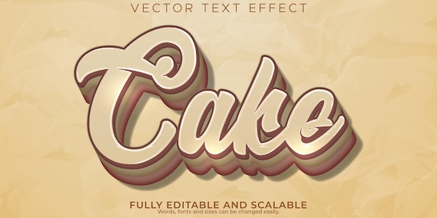 Vecteur gratuit effet de texte de gâteau style de texte de nourriture et de cuisson modifiable