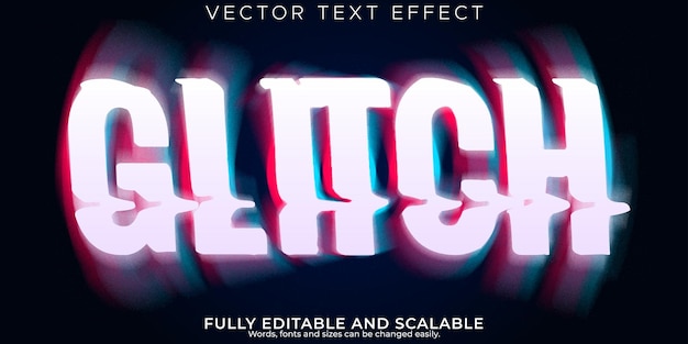 Vecteur gratuit effet de texte glitch vhs erreur modifiable et style de texte hacker