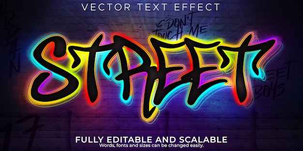 Effet de texte graffiti, spray modifiable et style de texte de rue