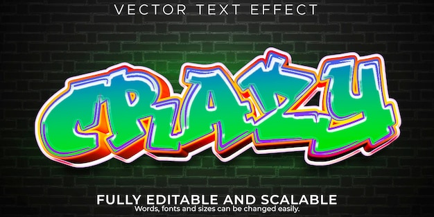 Vecteur gratuit effet de texte graffiti spray modifiable et style de texte de rue
