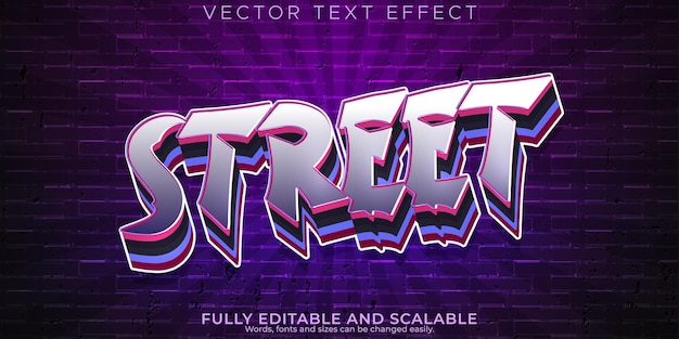 Vecteur gratuit effet de texte graffiti spray modifiable et style de texte de rue