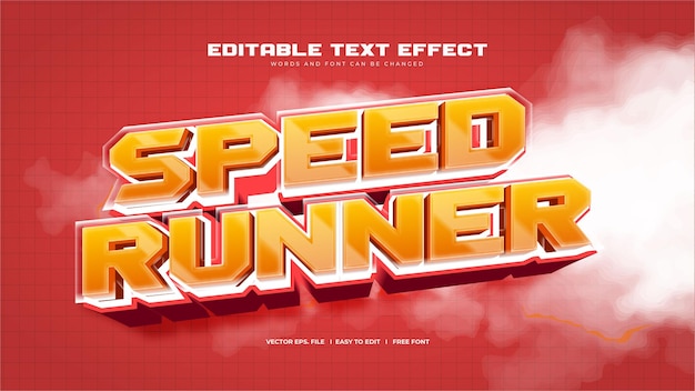 Vecteur gratuit effet de texte en gras 3d speed runner