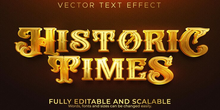 Vecteur gratuit effet de texte historique, style de texte ancien et historique modifiable