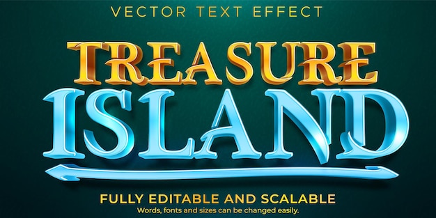 Effet de texte de l'île au trésor, style de texte pirate et tropique modifiable