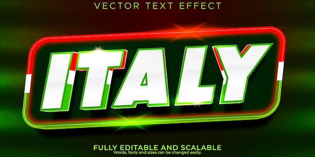 Vecteur gratuit effet de texte italien style de texte de drapeau italien modifiable