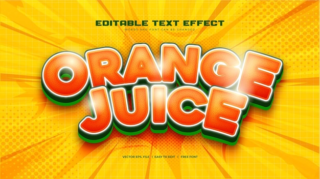 Vecteur gratuit effet de texte de jus d'orange réaliste