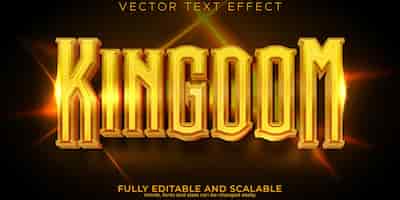 Vecteur gratuit effet de texte kingdom gold style de texte roi et prince modifiable