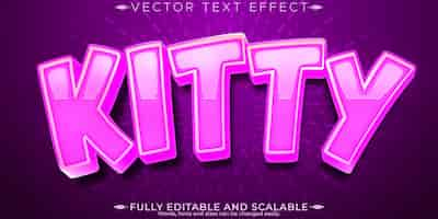 Vecteur gratuit effet de texte kitty chat modifiable et joli style de police personnalisable