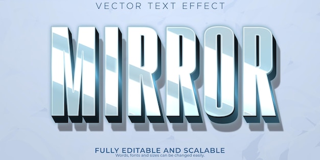 Vecteur gratuit effet de texte miroir style de texte en verre et chrome modifiable