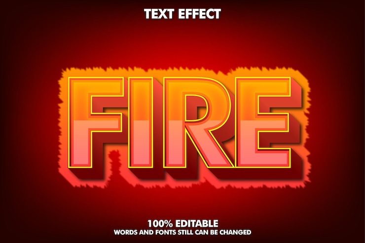 Vecteur gratuit effet de texte modifiable au feu chaud pour un concept de design épicé