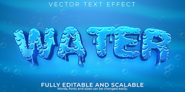 Effet de texte modifiable eau, fluide 3d et style océan