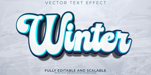 Vecteur gratuit effet de texte modifiable neige 3d glace et style de police froid