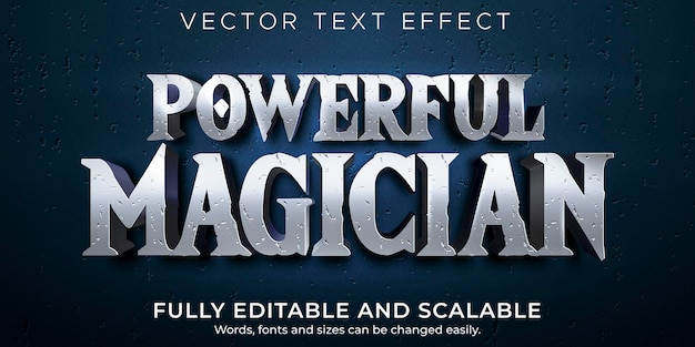 Vecteur gratuit effet de texte modifiable par magicien, style de texte historique et assistant