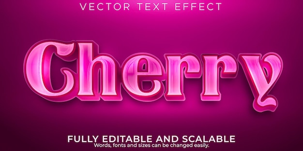 Effet de texte modifiable, style de texte cerise métallique