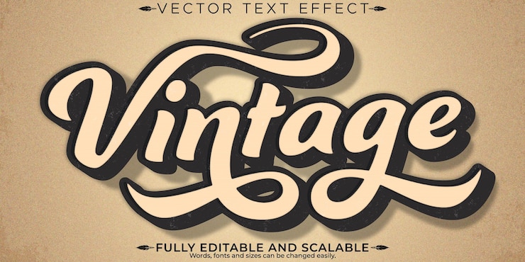 Vecteur gratuit effet de texte modifiable vintage style de texte rétro et nostalgique modifiable