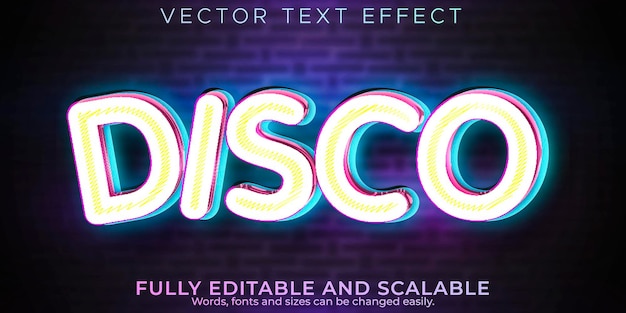 Effet De Texte Néon Style De Texte Disco Et Club Modifiable