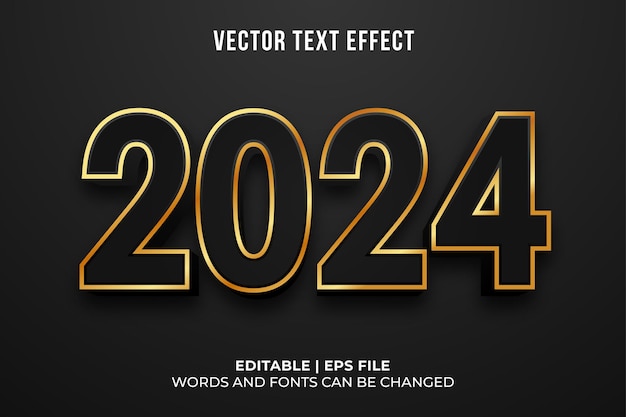 Vecteur gratuit effet de texte en or 2024