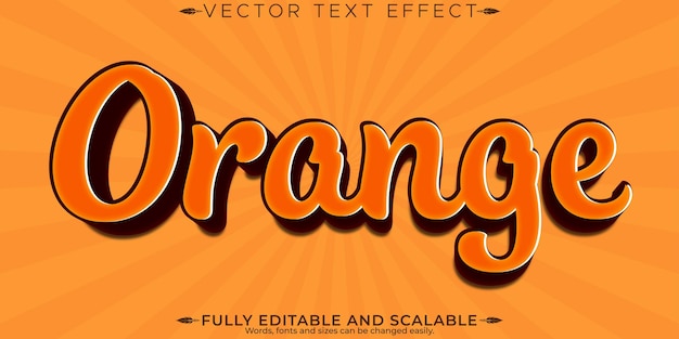 Vecteur gratuit effet de texte orange modifiable rétro et dynamique style de police personnalisable