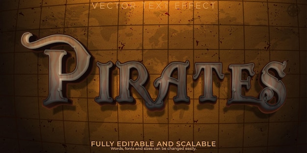 Vecteur gratuit effet de texte pirates style de texte de navire et d'aventure modifiable