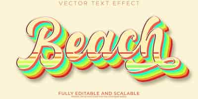 Vecteur gratuit effet de texte de plage style de texte vintage et coloré modifiable