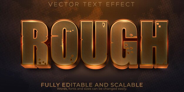 Effet de texte rouillé, style de texte modifiable en métal et bronze