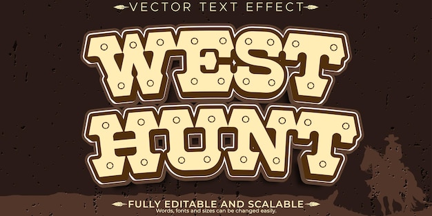 Effet de texte sauvage de cow-boy modifiable style de texte ouest et texas