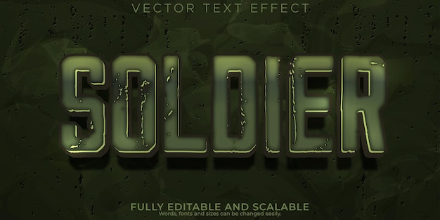 Vecteur gratuit effet de texte de soldat style de texte de l'armée modifiable