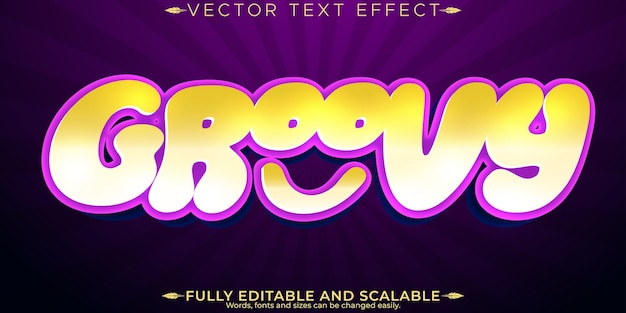 Vecteur gratuit effet de texte de sourire groovy modifiable texte vintage et rétro stylex9